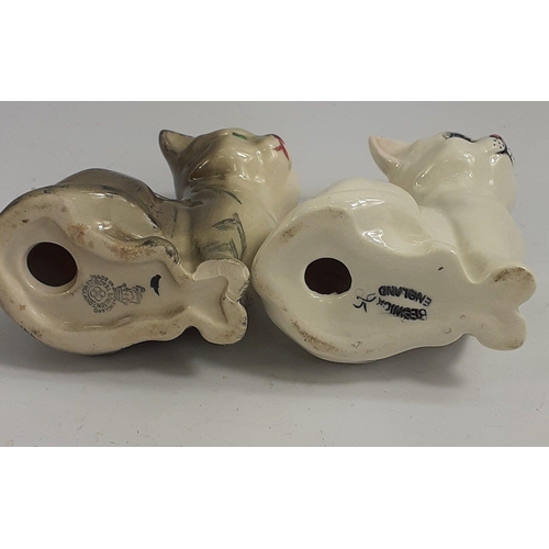 350 - Two cute kittens one a ROYAL DOULTON tabby 8cm tall, the other a BESWICK white cat also 8cm tall#350... 