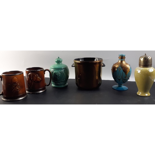 372 - A lustrous lot of Lustreware to include a BESWICK copper lustre vase 1554-2, two SYLVAC mugs and oth... 