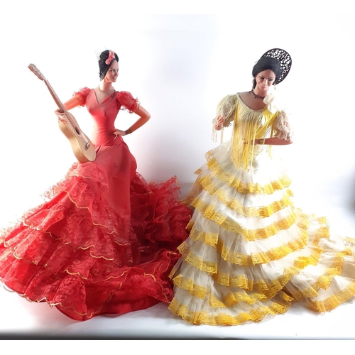 383 - Two large FLAMENCO dancing dolls each standing approx 70cm tall#383