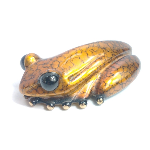 384 - A rare Frogman Bronze FROG Sculpture by the artist TIM COTTERILL.  This model GUMDROP in lovely oran... 