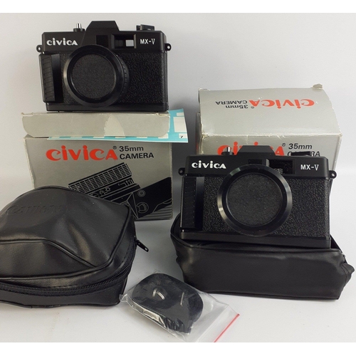 485 - Two boxed CIVICA 35mm digital cameras with soft cases and instructions.#484