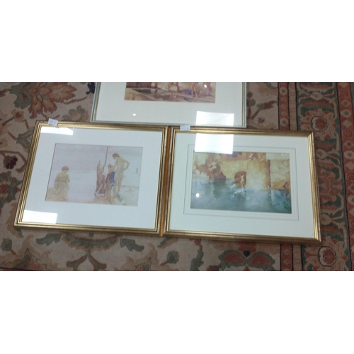 519 - Five WILLIAM RUSSELL FLINT prints of bathers, 4 with frame size 54x43cm, visible work 35x23cm and on... 