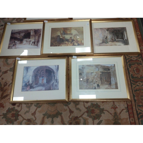 520 - A collection of WILLIAM FLINT prints to include Repainting Oar Blades, Gypsies Outside the Church, T... 