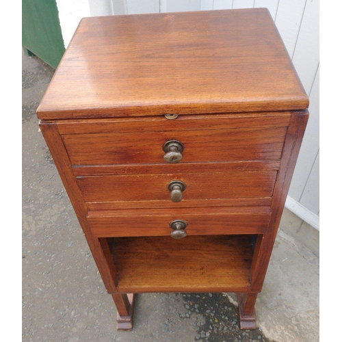 563 - A useful wooden 2 drawer lidded storage cabinet in good condition.  Perhaps contained an old gramoph... 