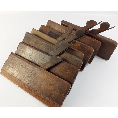 630 - A collection of seven quality antique wooden planes.  With owners' stamps and various firms such as ... 