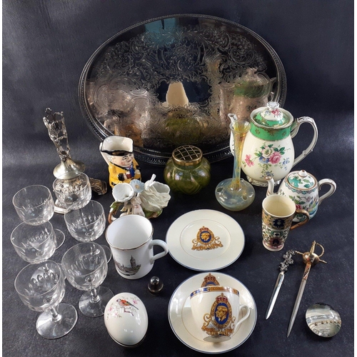 651 - A mixed lot to include a large 47cm galleried plated tray, various crystal glasses in good useable c... 