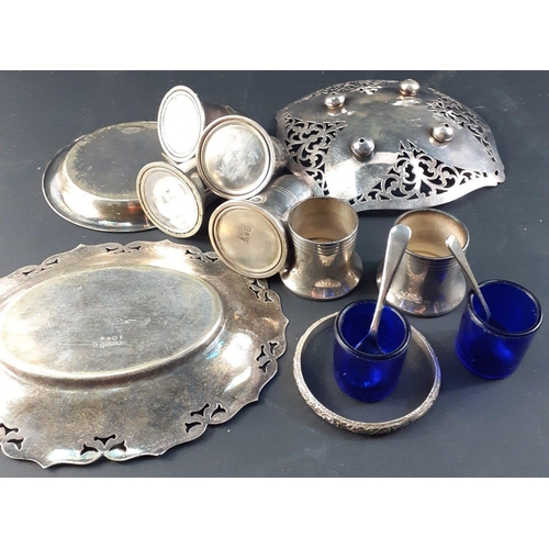 85 - A lovely little collection of silver plated small dishes and condiment pieces including two Walker a... 