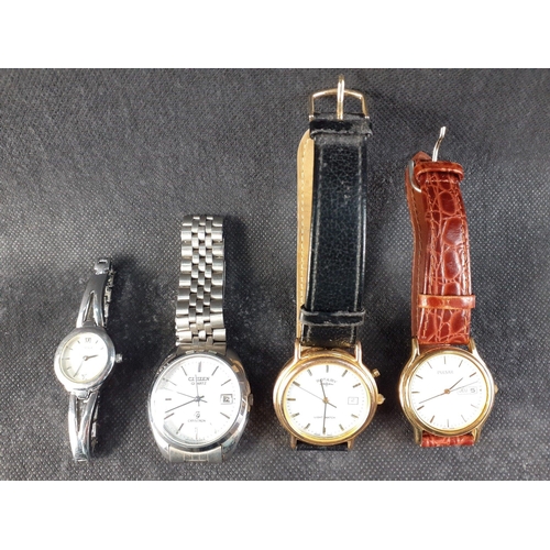154 - A small collection of four modern watches all in good condition to include ROTARY, CITIZEN CRYSTRON,... 