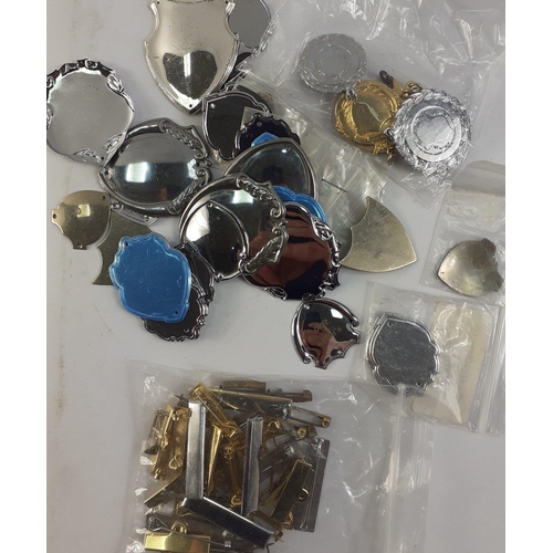 159 - A collection of uninscribed and useable medals and trophy plates.  A very handy little lot.#19