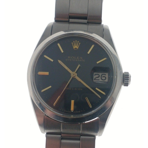 34 - ROLEX OYSTER DATE gents wristwatch with original box and a Rolex booklet.  Retains original 7205 bra... 