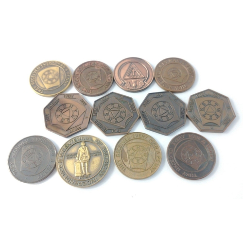 161 - MASONIC TOKENS X 12 to include Lodges 5856, 849, 1453, 321 and others#160