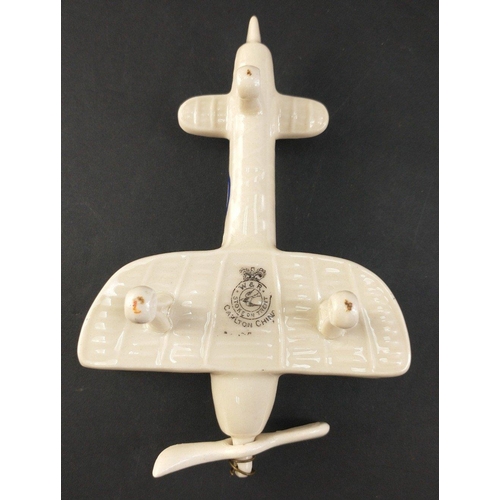 172 - A rarer CARLTON CRESTED CHINA WWI Biplane with RAF Roundels and EDINBURGH crest.  With spinning prop... 