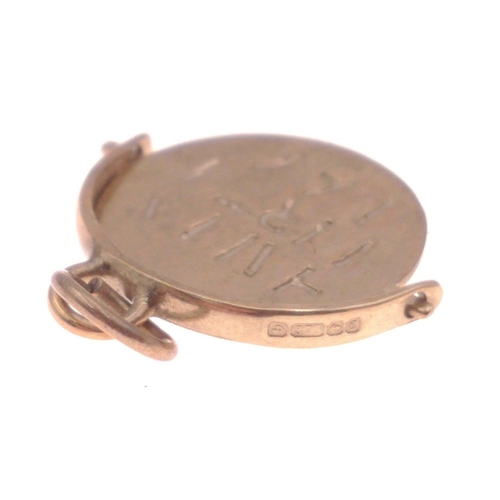 3 - A small gold pendant on swivel mount with full 375 marks. Reads 'HAPPY BIRTHDAY' when spun.  Total g... 