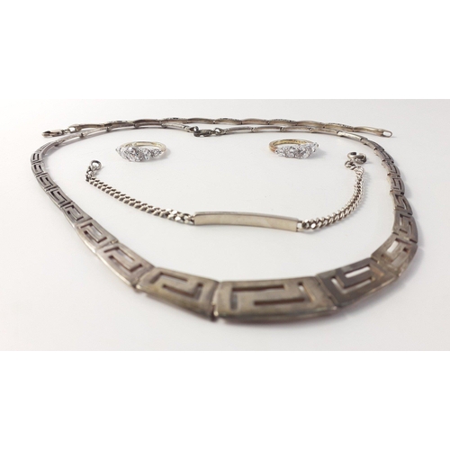 57 - A collection of 925 stamped silver jewellery including a Greek key chain necklace approx 45cm long, ... 