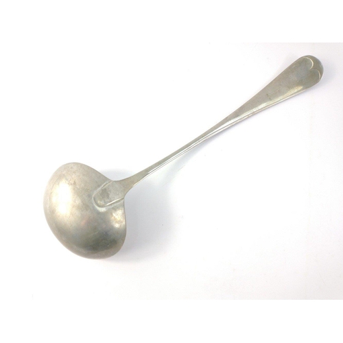 102 - A large and imposing silver plated soup ladle by Walker & Hall marked ORUBA SILVER. 33cm long ap... 