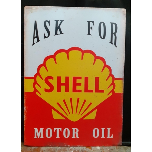 312 - A modern-take tin plate SHELL advertising sign - height 70cm x 50cm width approx#68