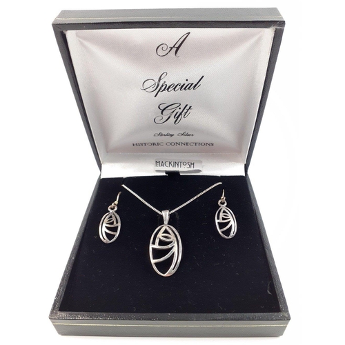 38 - A collection of silver jewellery to include a CHARLES RENNIE MACKINTOSH necklace and earring set and... 