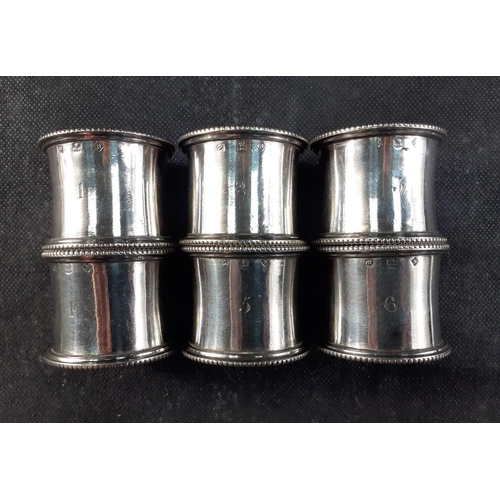 57 - A set of six beautiful monogrammed silver plated late Victorian numbered ELKINGTON napkin rings 35mm... 