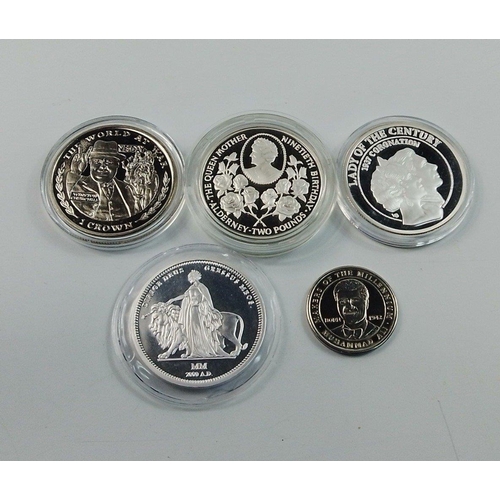 70 - A Westminster Mint coin case containing a GIBRALTAR silver Crown, an ALDERNEY 1990 Silver Crown.  19... 