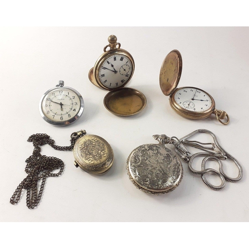 82 - A tin of old watches including Sekonda, Lorus, Timex etc plus a vintage Russian SLAVA clock, face 6c... 