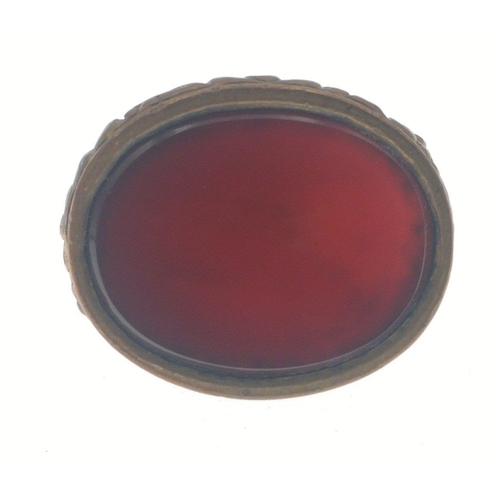 9 - A vintage INTAGLIO pendant set with a red coloured stone 35mm x 20mm, gross weight 11.1g approx#9... 