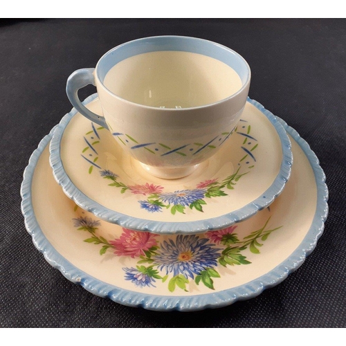 220 - A NEW HALL Hanley tea service comprising 6 each of cups, saucers, and side plates, 1 sandwich plate,... 