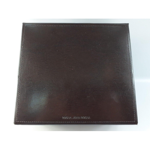 26 - A smart brown leather JOHN ROCHA jewellery box 20x18x10cm approx.  Small knock on one corner#5