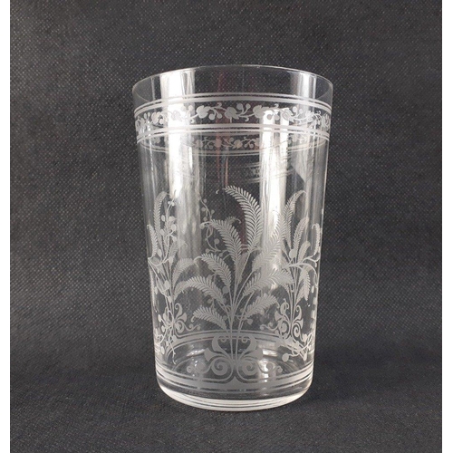 268 - Six antique port glasses highly decorated plus 3 antique tumblers with gorgeous fern engraving and o... 