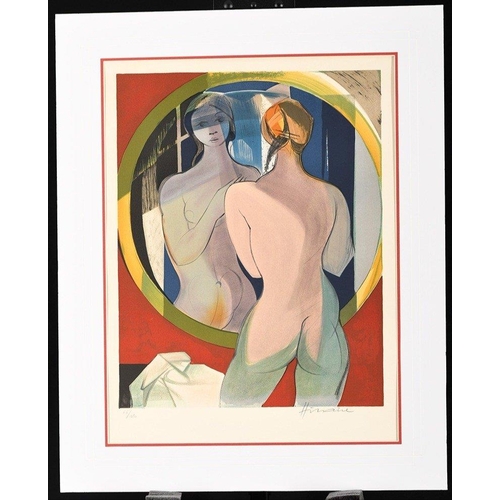 101 - A lithograph in colours by CAMILLE HILAIRE (1916-2004) Nude with mirror signed bottom right and is n... 