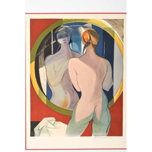 101 - A lithograph in colours by CAMILLE HILAIRE (1916-2004) Nude with mirror signed bottom right and is n... 