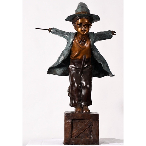 103 - A wonderful hand cast bronze figure of a wizard that stands around 4ft high. It has been skilfully h... 