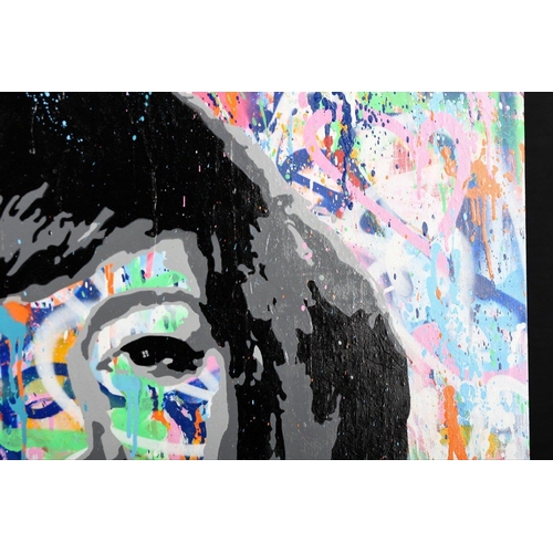 122 - A striking original painting on canvas by the artist ELMO HOOD. Image of CILLA BLACK. Canvas on boxe... 