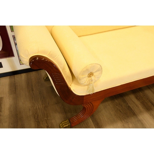 129 - A two seater rosewood frame upholstered sofa. Origin Unknown. Condition Good. H: 85cm  W: 170cm  D: ... 