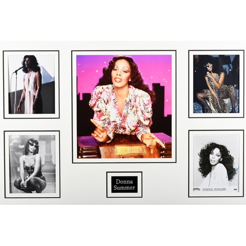 148 - A DONNA SUMMER unique signed photo presentation which has been professionally display mounted ready ... 