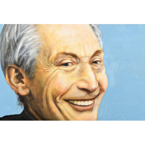 155 - An original oil on canvas by the English artist TERENCE VICKRESS. The subject is CHARLIE WATTS the f... 