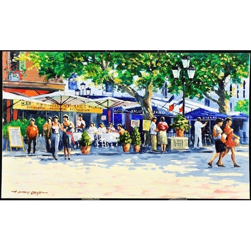 160 - An original oil on canvas board by the talented English artist ANTHONY E ORME. This very colourful i... 