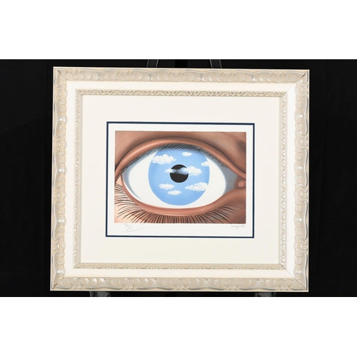 161 - A framed limited edition RENE MAGRITTE Le Faux Miroir (The False Mirror) lithograph. Number 129/300 ... 