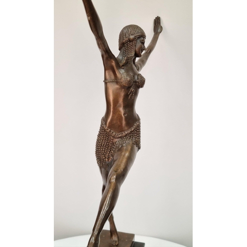 189 - A bronze sculpture of a dancer with well sculpted  detail on solid marble base. H: 60cm  W: 40cm  D:... 