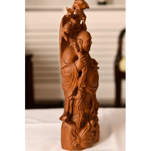 196 - A Buddha which has been wonderfully carved from once piece of sandalwood. Origin Zhejiang Province C... 