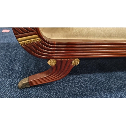 204 - A beautifully upholstered hand made solid rosewood chaise longue. Complete with 2 bolster cushions. ... 