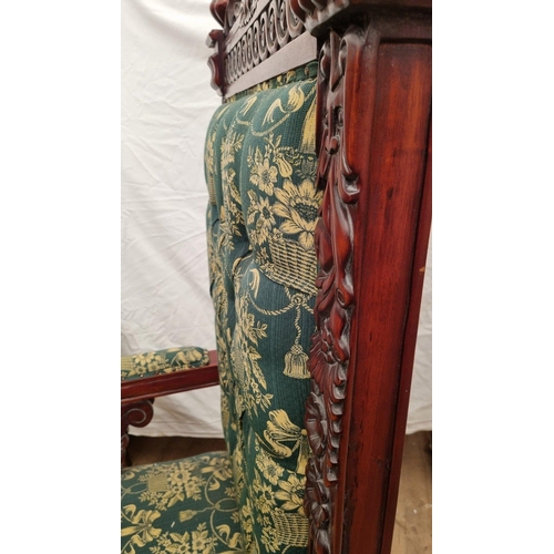 205 - A hand made solid mahogany King's chair standing almost 6ft high. Hand carved detail throughout. . H... 