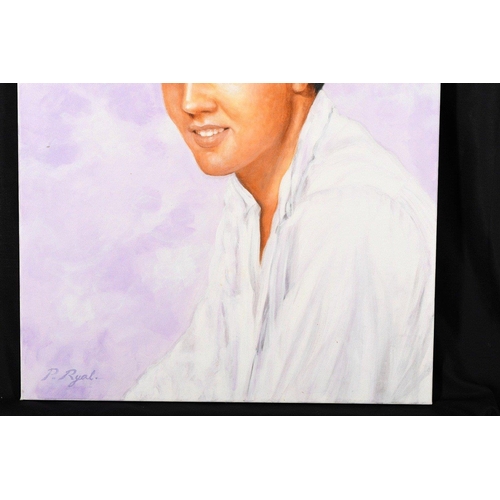 212 - An original oil on canvas by English Artist P. RYAL. (AKA TERENCE VICKRESS) Study of Elvis. Ready to... 