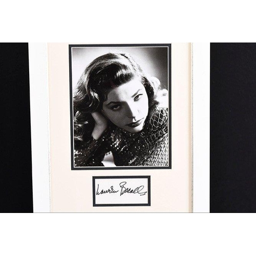 214 - A framed original signature of the Hollywood star LAUREN BACALL. NOTE: this item will be supplied wi... 