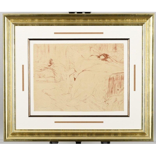 217 - A limited edition lithograph HENRI DE TOULOUSE -LAUTREC titled Femme sur le Dos Lassitude (Reclining... 