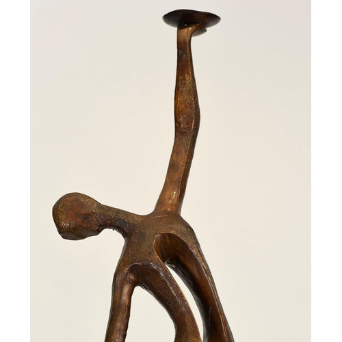 224 - This modern minimalist sculpture has been cast from bronze and sits on a black marble base.. H: 85cm... 