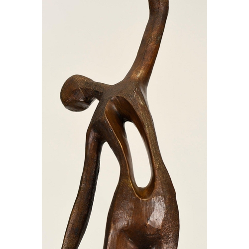 224 - This modern minimalist sculpture has been cast from bronze and sits on a black marble base.. H: 85cm... 