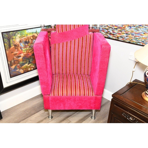 231 - A very unusual art deco style chair, which has been very nicely upholstered with a vibrant material.... 