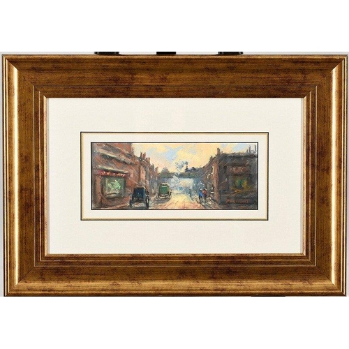 232 - An original framed pastel by the English artist PETER COOMBS, depicting a delightful street scene.. ... 