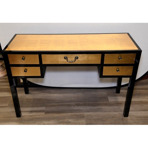 234 - A hand made desk and chair with a lacquer and gold leaf style finish Origin Shanghai Circa 1990 Cond... 