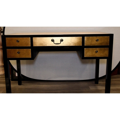 234 - A hand made desk and chair with a lacquer and gold leaf style finish Origin Shanghai Circa 1990 Cond... 